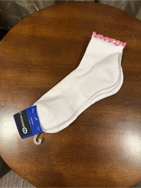 Target White Ankle Socks with Pink Ruffle Trim